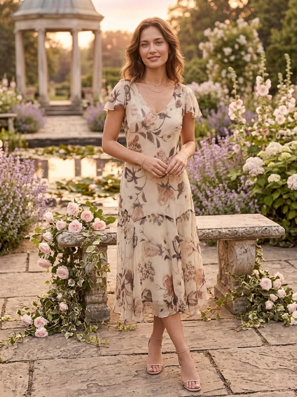 NWT Lauren Ralph Lauren Sheer Botanical Floral Y2K Midi Slip Dress 8 Petite